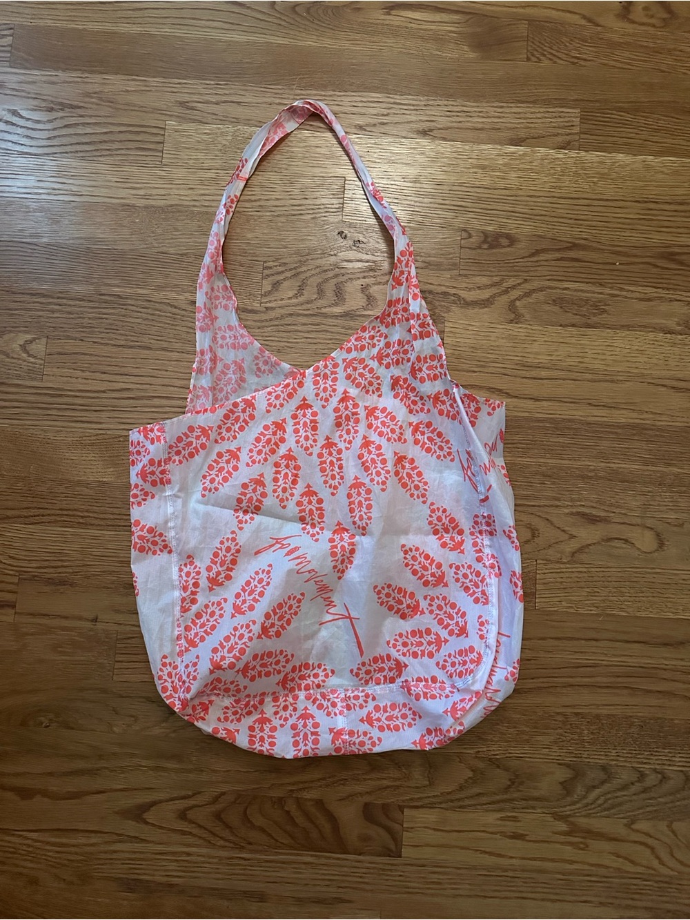 Free People Coral-Pink Patterned Canvas Tote